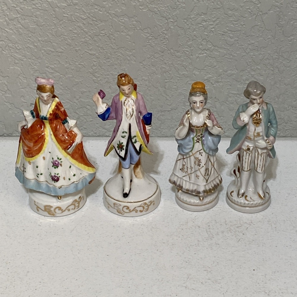 VTG Made In Occupied Japan Courting Dancing 2 Couples Colonial Lot Of 4 Figures